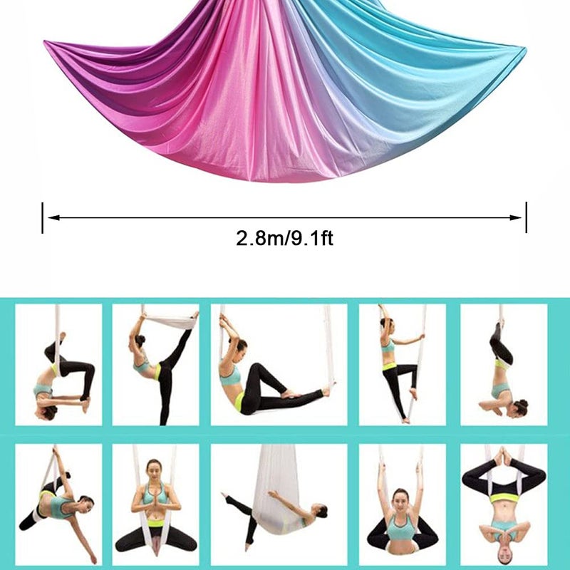 FOSER Aerial Yoga Hammock Aerial Yoga Swing with Daisy Chains Carabiners for Inverted Gravity Yoga Flip with Instruction Manual 5MÃ—2.8M (Gradient Purple) - Image 3